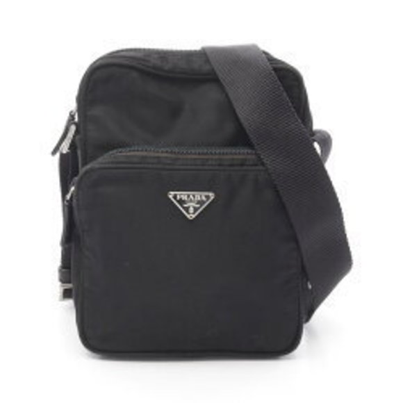 Prada Shoulder Bag Nylon Leather Black - Picture 1 of 8